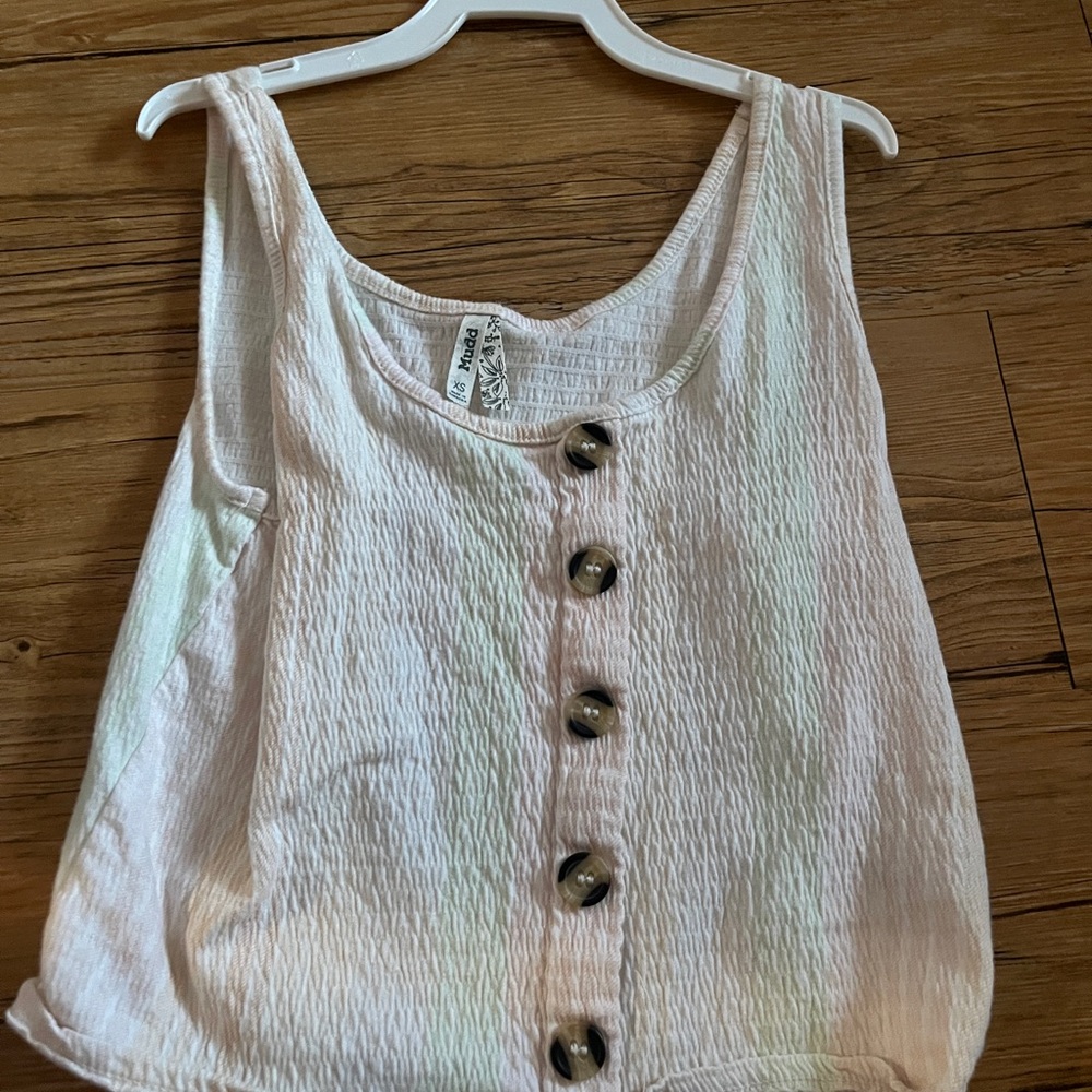 Mudd Cream Button-Front Tank Top
